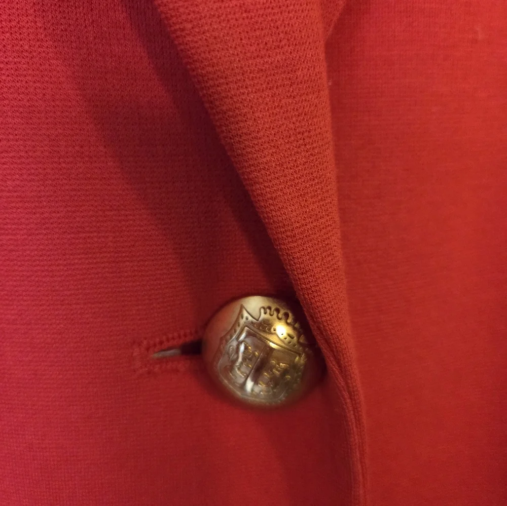 Nine West Bright Poppy Red/Orange Women's Brass Button Blazer - Picture 4 of 13